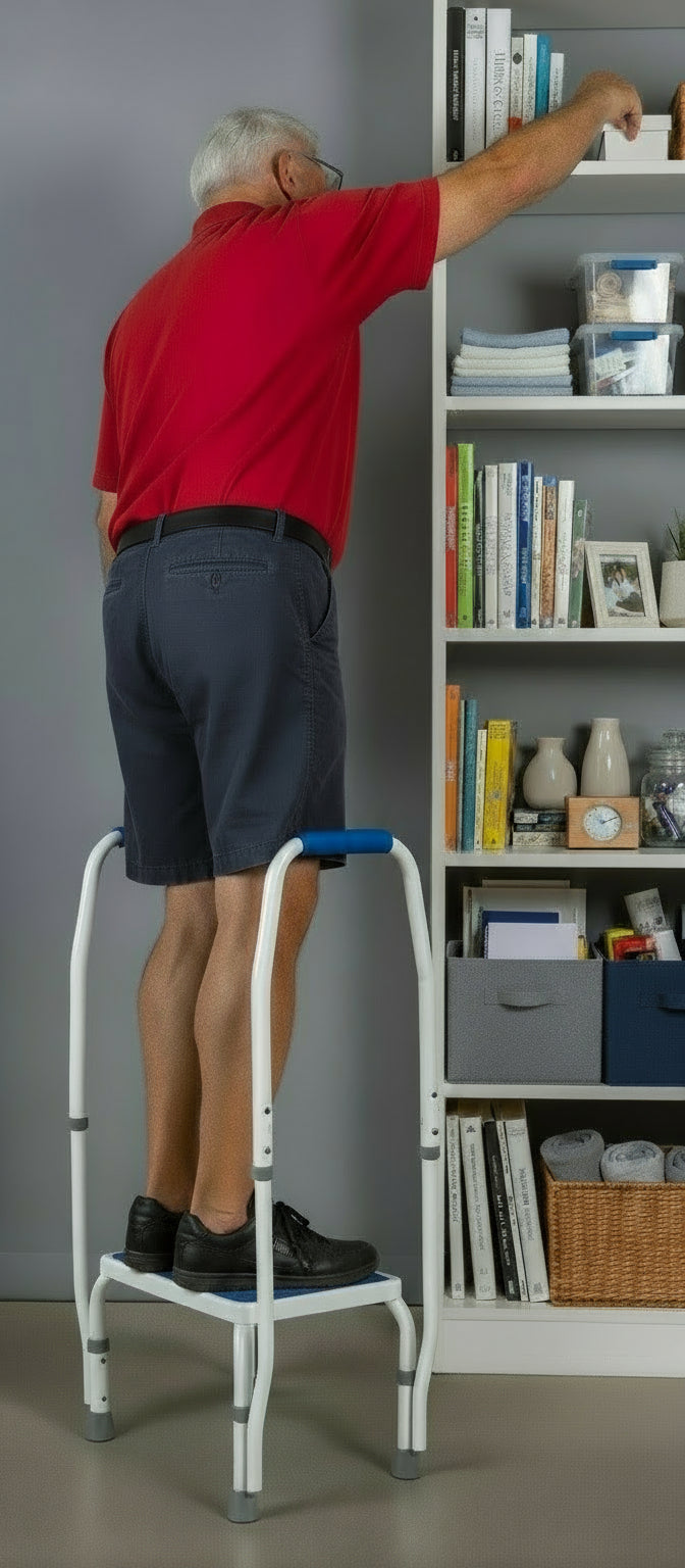 AdjustaStep DoubleSafe Deluxe Step Stool with Dual Handrail - Weight Capcity 300lb and 750lb