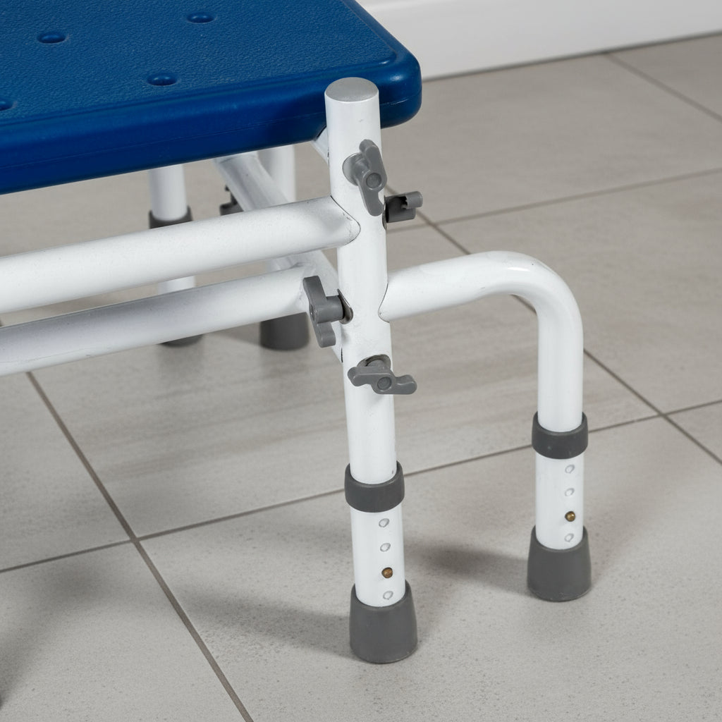 Platinum Health Double Step Stool with Adjustable Handle & Legs – High-View Blue Non-Slip Steps for Safe, Stable Reach – Height Adjustable Support Rail – Heavy-Duty Lightweight Frame