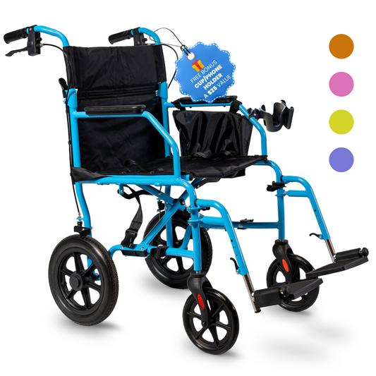 Platinum Health Hummingbird™ Ultra-Lightweight Foldable Transport Wheelchair for Handicapped