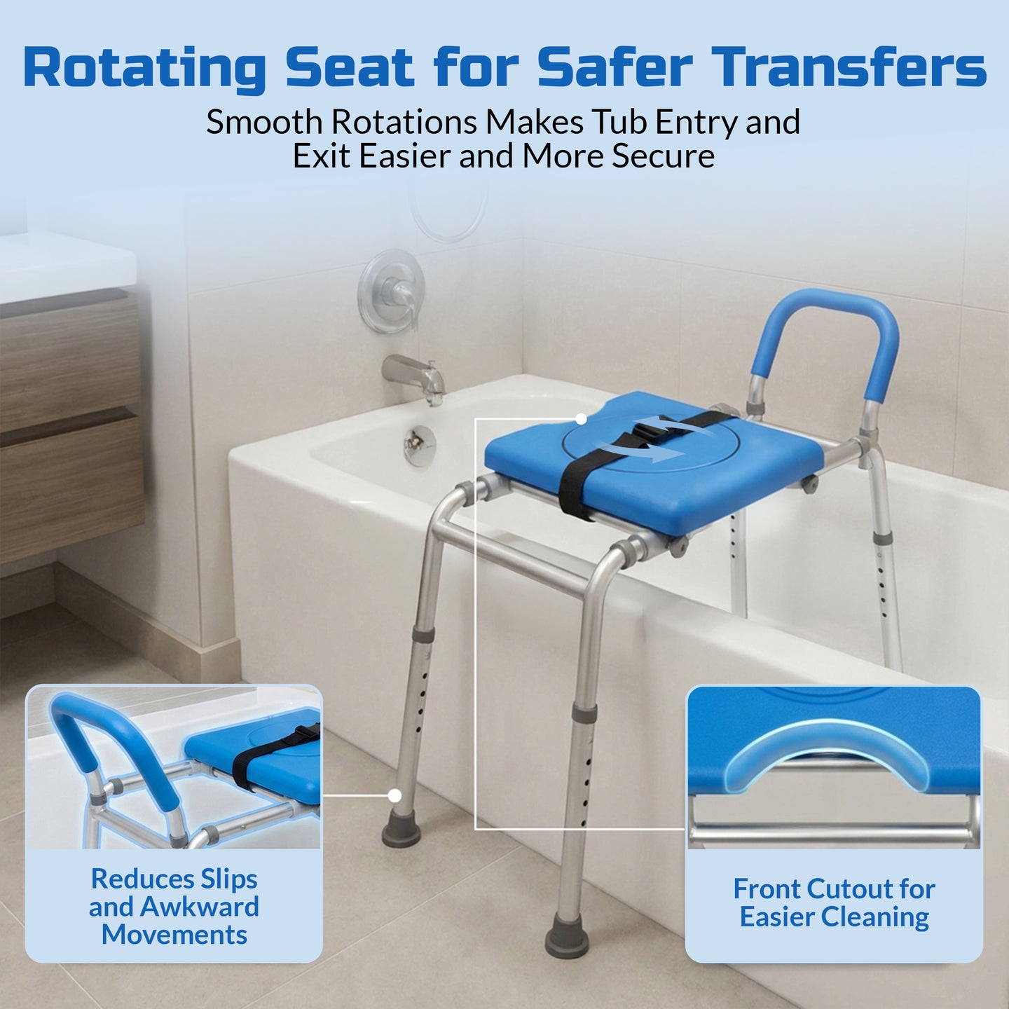 Roundabout™ 2.0 Sliding Transfer Bench with Rotating Seat