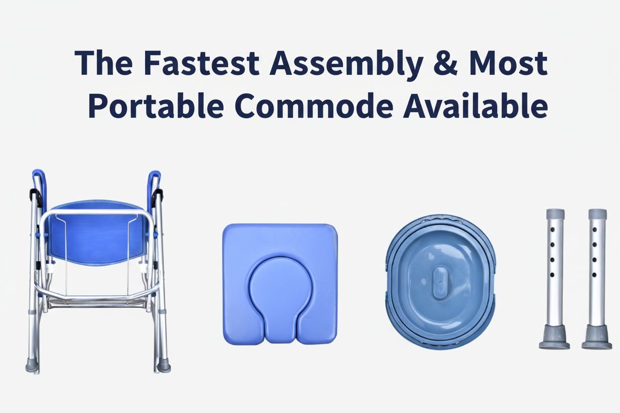 UltraCommode Voted #1 Most Comfortable Bedside Commode Chair - Soft, Warm, Padded, Foldable, Portable, XL Seat, Adjustable Height. FREE Commode Pail