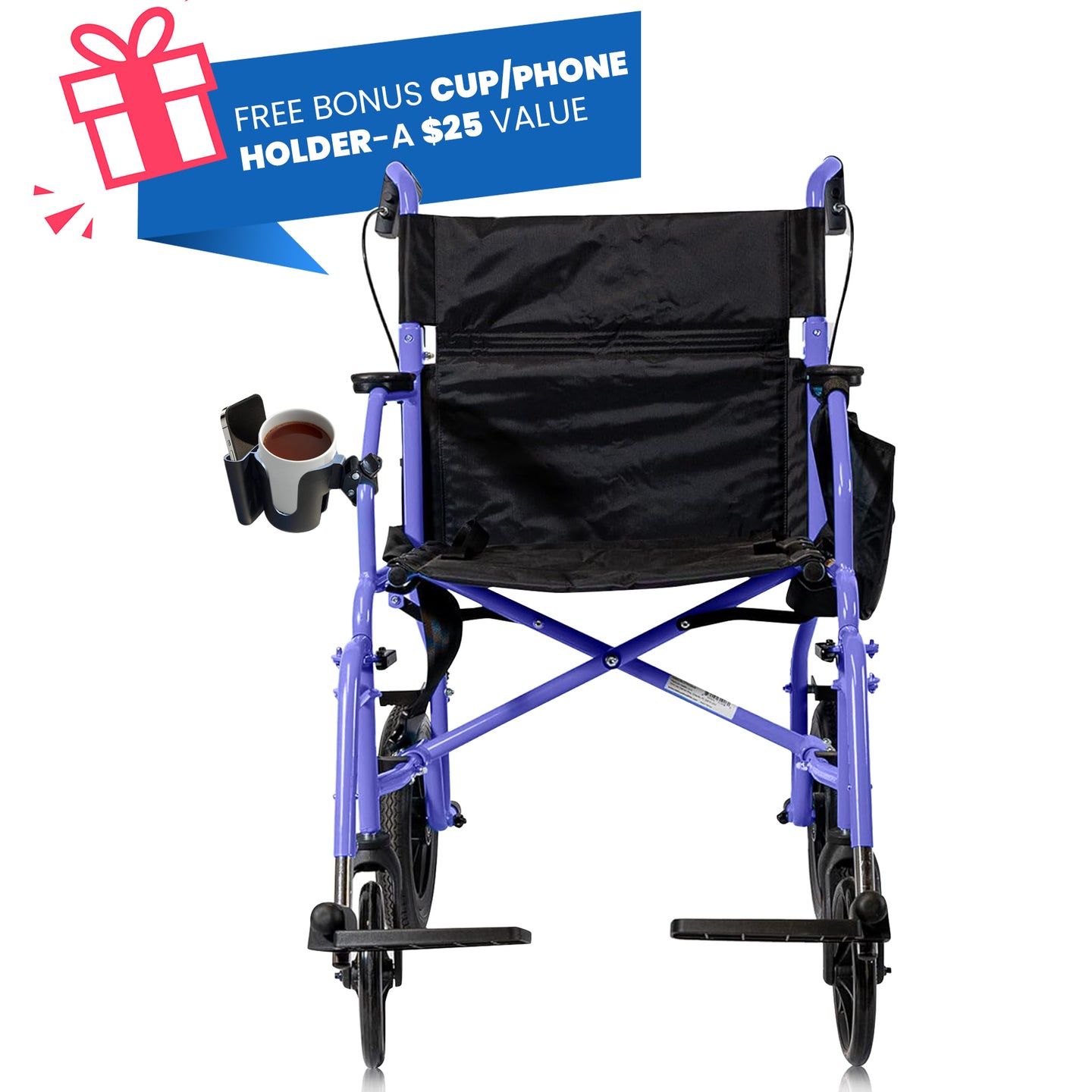Platinum Health Hummingbird™ Ultra-Lightweight Foldable Transport Wheelchair for Handicapped