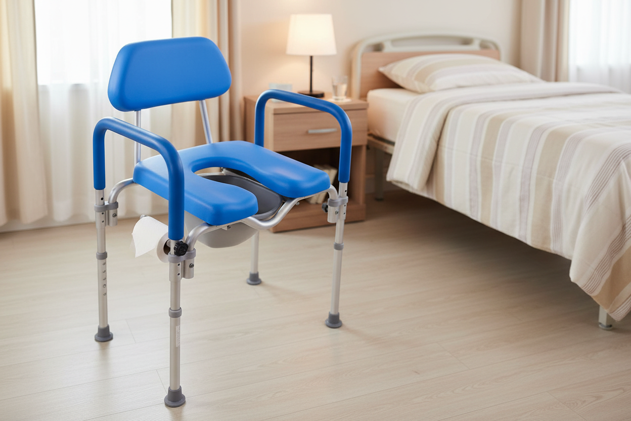 Dignity 3 in 1 Commode, MEDICAL-GRADE Aluminum, COMMERCIAL-GRADE Construction, UNIVERSAL Height Adjustability, AMBIDEXTROUS Toilet Paper Holder, DOUBLES AS SHOWER CHAIR