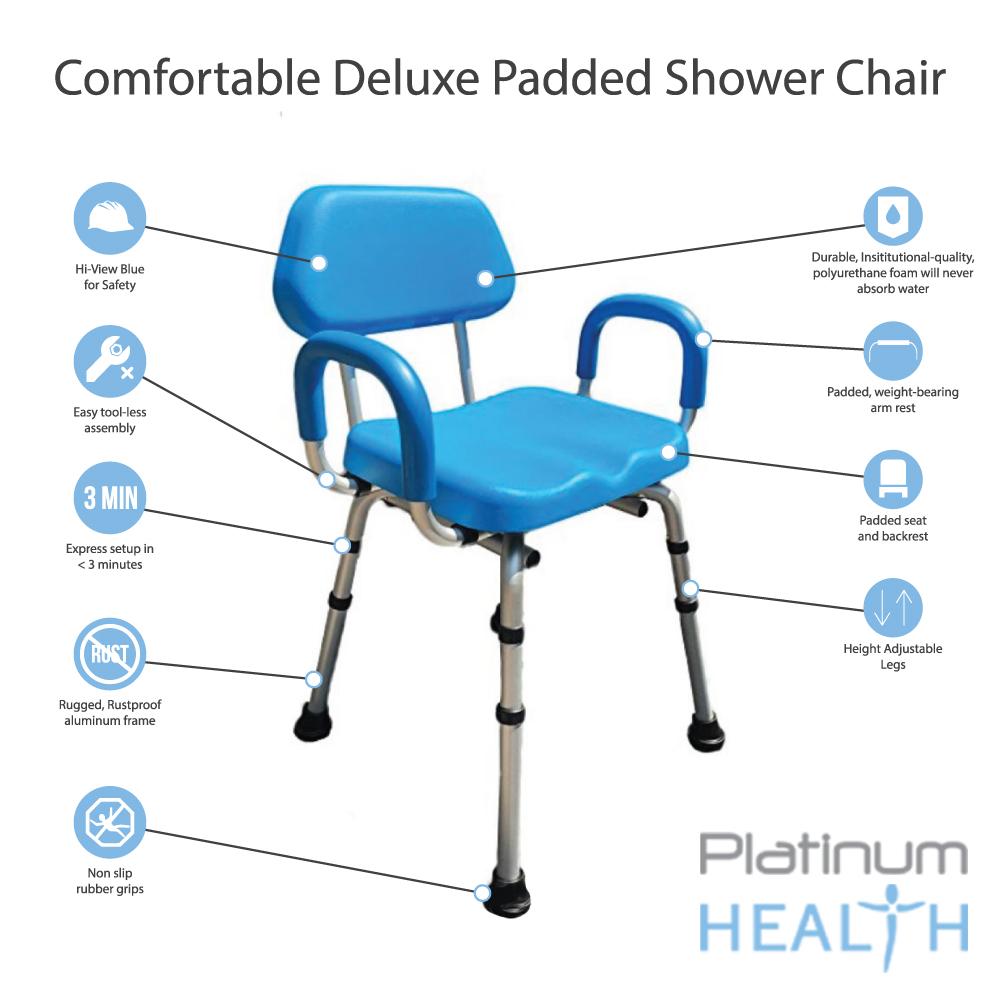 ComfortAble(tm) Deluxe Bath / Shower Chair - Padded with Armrests