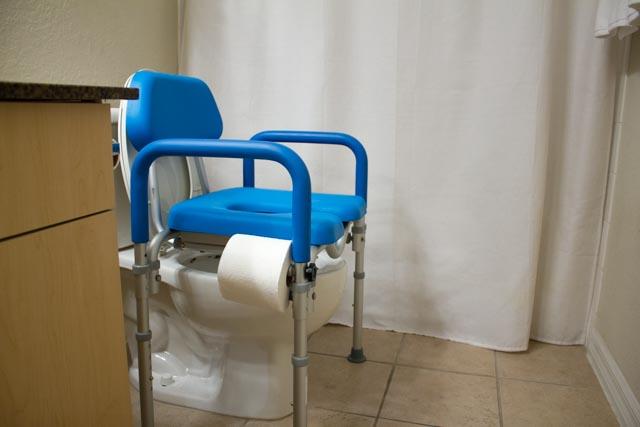 Dignity Commode, MEDICAL-GRADE Aluminum, COMMERCIAL-GRADE Construction, UNIVERSAL Height Adjustability, AMBIDEXTROUS Toilet Paper Holder, DOUBLES AS SHOWER CHAIR