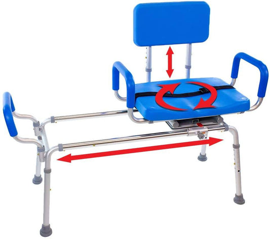 Carousel Sliding Transfer Bench with Swivel Seat-BARIATRIC 600LB Capacity.