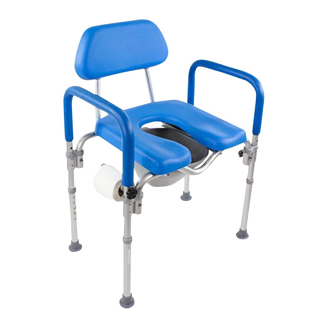 Dignity Commode, MEDICAL-GRADE Aluminum, COMMERCIAL-GRADE Construction, UNIVERSAL Height Adjustability, AMBIDEXTROUS Toilet Paper Holder, DOUBLES AS SHOWER CHAIR