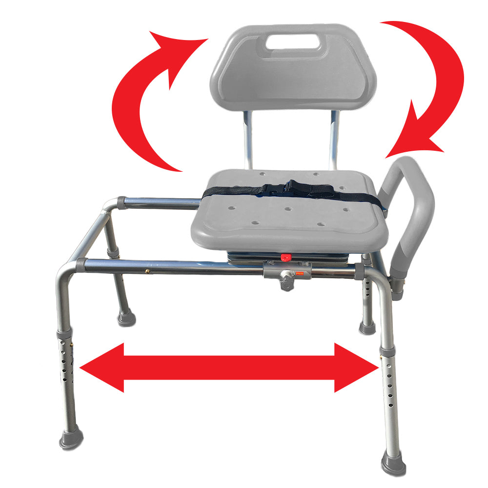 Gateway Premium Sliding Bath Transfer Bench with Swivel Seat PADDED